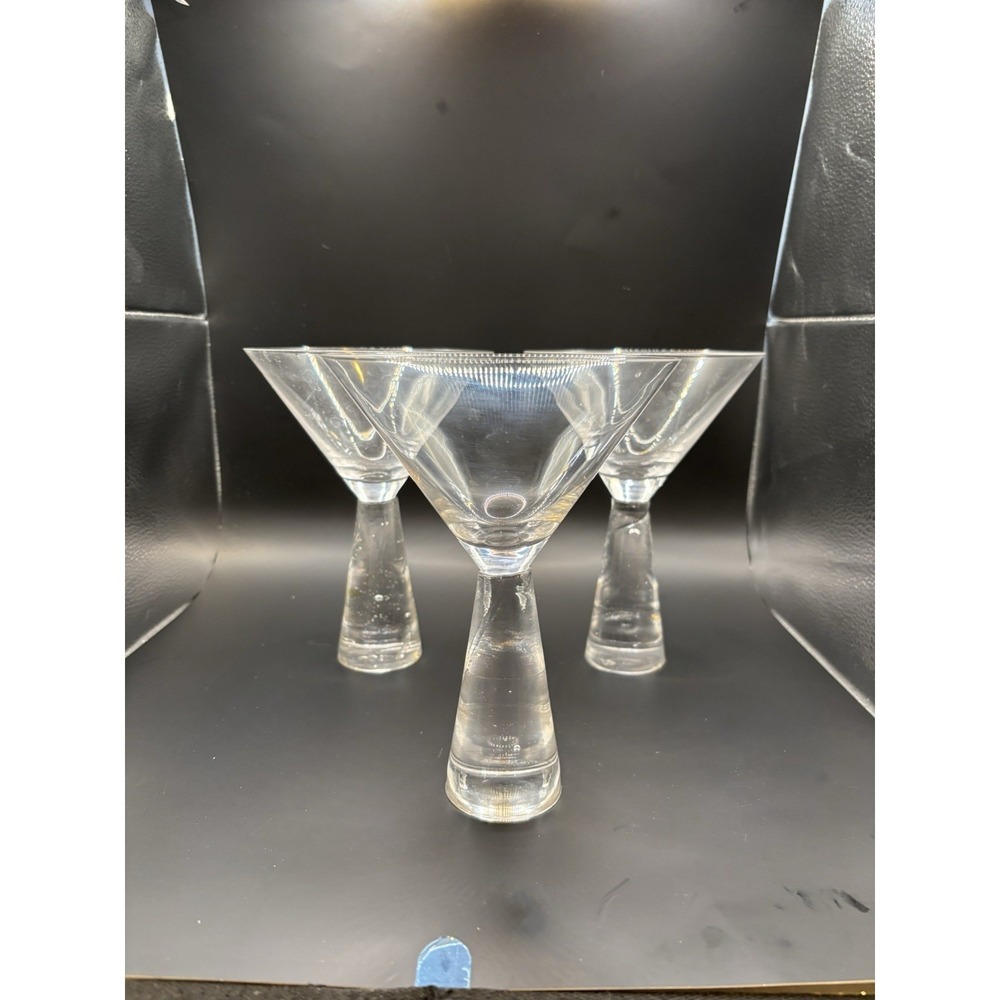 3 Artland Prescott Martini Glasses Clear‎ Crystal  Stems, 7"